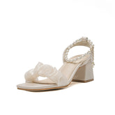 Falda gruesa de verano a juego para mujer con tacones de perla